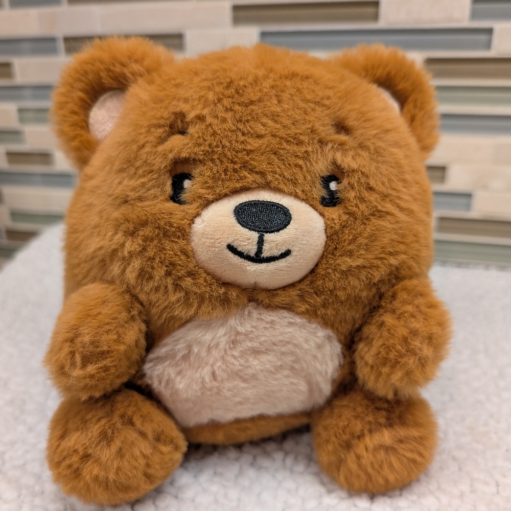 American Greetings Plush  Brown Bear  w/ Zipper Pocket  6"-EUC